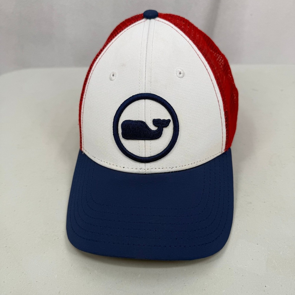 Vineyard Vines Whale Logo Trucker Hat Red White Blue Mesh Snapback Cap Men